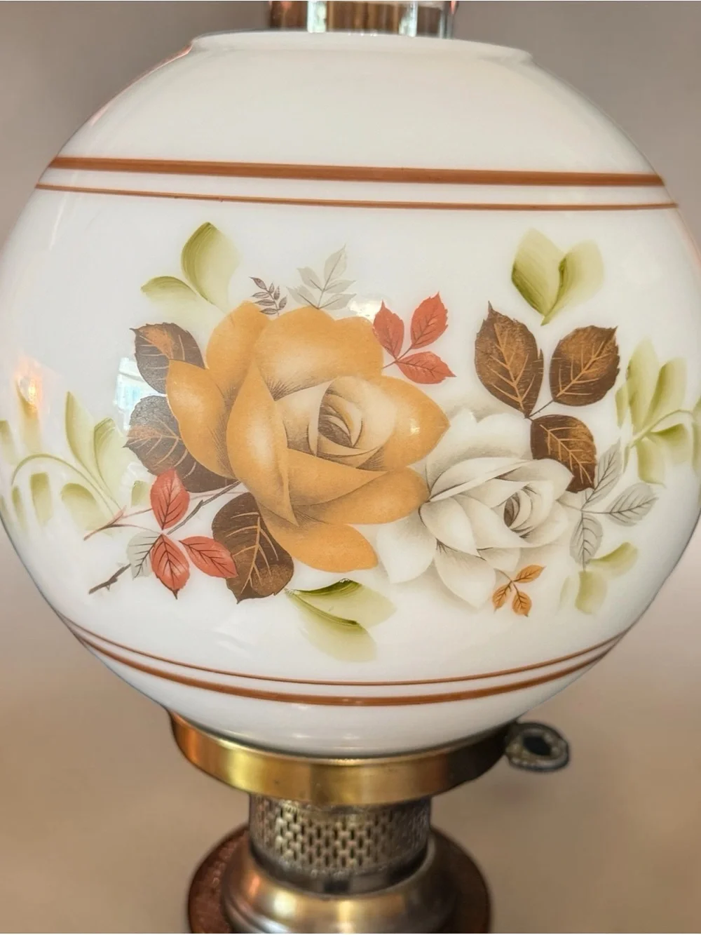 Vintage  22” Hurricane Parlor Lamp – Mid-Century Floral Elegance